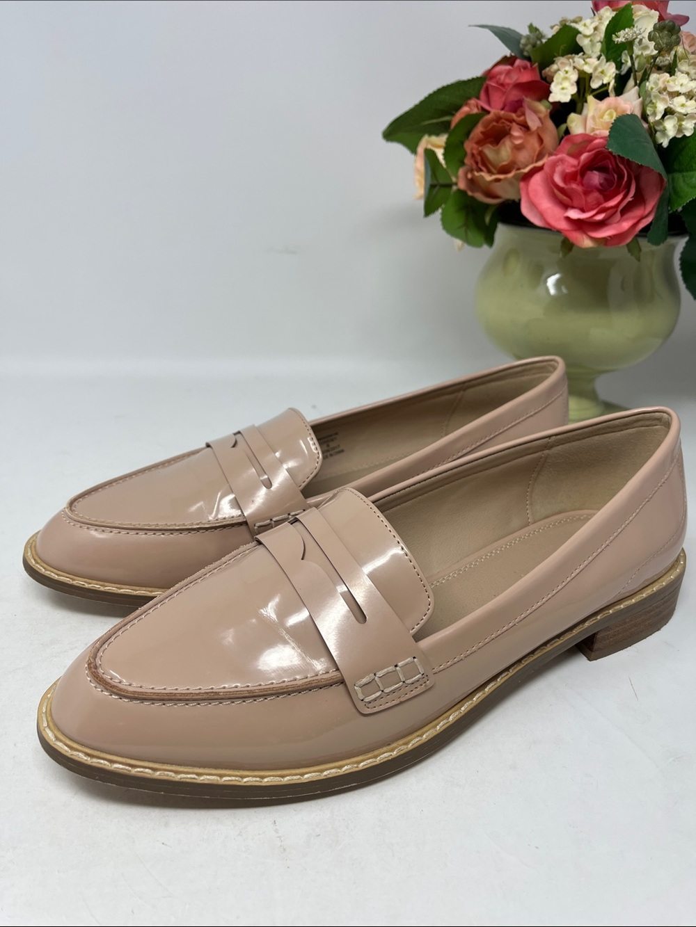 ASOS SHOES NUDE PATENT LEATHER LOAFERS SIZE 9